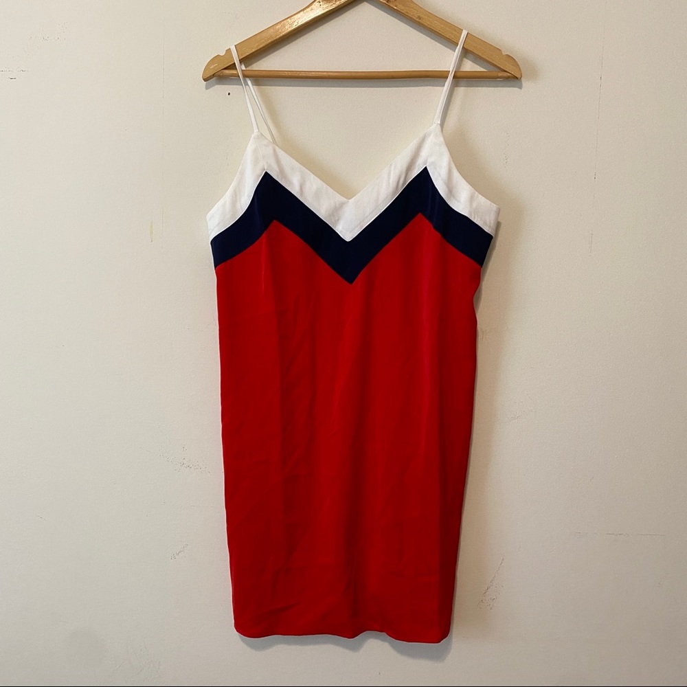Forever 21 silky red, white and blue mini dress